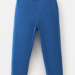 Pine Kids Cotton Knit Three Fourth Length Biowashed Solid Color Stretchable Leggings - Blue-image-28