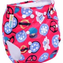1st Step Size Adjustable Reusable Diaper With Diaper Liner Wheels Print - Red-5