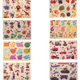BitFeex Wooden Board Peg Puzzle Toy Pack of 8 - Multicolour-10