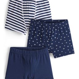 Honeyhap Premium Cotton Elastane Knit Super Soft Stretchable Striped & Star Printed Trunks with Silvadur Antimicrobial Finish Pack of 3 - Ecru Melange Bright White & Old Gold-4