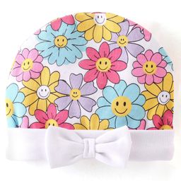 Babyhug 100% Cotton Knit Floral Print Cap  - Multicolor-image-103