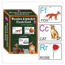 Wooden (MDF) Alphabet Learning Flash Card with Lacing Thread - Multicolour-27