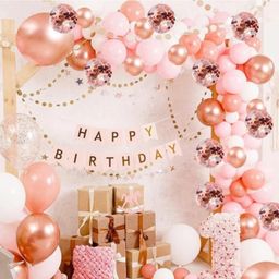 Surprise Decor Banter White & Pink Birthday Decorations for Girls, Kids Party, Woman, Boys, Adult- Pink Theme Birthday Decoration Set, Rose Gold & Pink Party Supplies for Birthday, Pink Balloons Decoration Combo-image-50