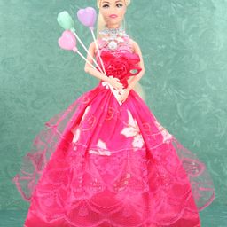 KV Impex Full Movable Doll With Accessories Pink - Height 30 cm-15