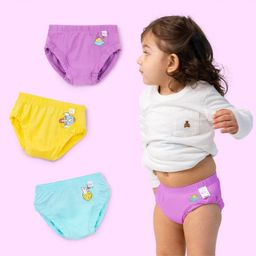 SuperBottoms Pack of 3 Bamboo Space Theme Printed Super Soft Briefs - Yellow Purple & Blue-95