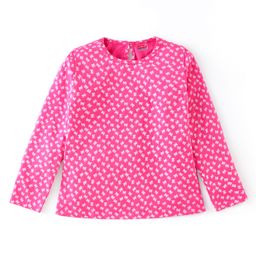Babyhug Cotton Knit Full Sleeves T-Shirt with Butterfly  Print - Pink-image-7