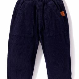 Little Kangaroos 100% Cotton Woven Full Length Trouser Pant Solid Colour with Bear Patch - Navy Blue-image-79