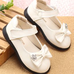 Babyoye Ballerinas with Velcro Closure & Bow Applique - White-image-38