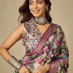 Saree mall Printed Organza Sungudi Sarees-picture-53