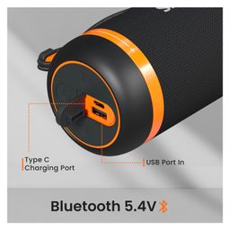 Portronics 15W Breeze 7 Wireless Bluetooth Speaker with Rotational Volume Control, Upto 6 Hours Playtime, Bluetooth 5.4V, Passive Bass Radiator, TWS Mode, RGB LED Lights, Type C Charging(Black) image 2