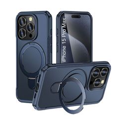 Luxury Kase Solid iPhone 15 Pro Max 360 Rotating Kickstand Mag-Safe Rugged Back Case-10