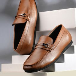 Franco Leone Men Solid Leather Round Toe Formal Loafers-image-95