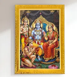 Art Street Gold-Toned & Orange 1 Piece Synthetic Wood Religious Wall Paintings-image-59