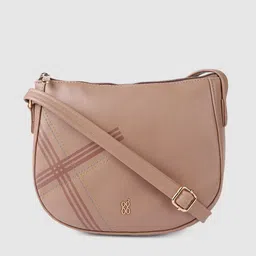 Baggit Dusty Pink Solid Half Moon Sling Bag-image-55