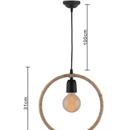 Homesake Beige Circle Shape Hemp Rope Lamp - Set of 1 (Bulb not included) image 5