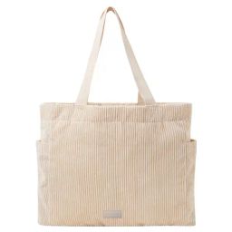 Accessorize London Cord Cream Striped Large Shopper Bag-image-52