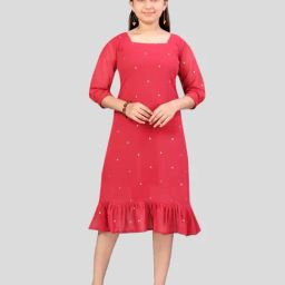 Aarika Kids Pink Embroidered Midi Dress-image-99
