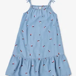 Tommy Hilfiger Kids Blue Regular Fit Embroidered Dress-picture-28