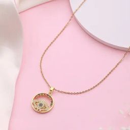 Aatmana Gold-Plated Evil Eye CZ-Studded Pendant with Chain-45
