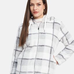 METTLE Women Checked Hooded Sweatshirt-image-70