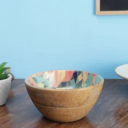 VarEesha Mosaic Beige Mango Wood Serving Bowl (600 ml) - Set of 1-97