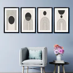 999store Beige & Black Abstract Canvas Wall Painting-13