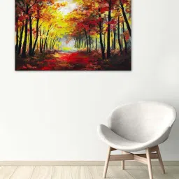 999store Yellow & Black Landscape Autumn Forest Canvas Painting-picture-32