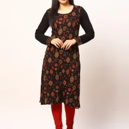 Rangriti Black Printed A Line Kurta-image-72