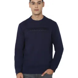 Allen Solly Navy Cotton Regular Fit Logo Printed Sweatshirt-image-100