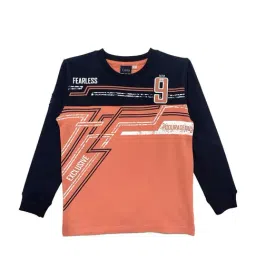Cavio Kids Peach & Navy Printed Full Sleeves T-Shirt-image-14