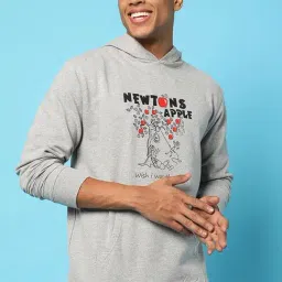 Campus Sutra Grey Cotton Regular Fit Printed Hooded Sweatshirt-picture-48