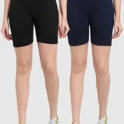 Gracit Black & Navy Cotton Sports Shorts - Pack Of 2-image-98