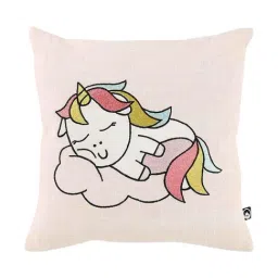 Home4U Multi Natural Slub Sleeping Baby Unicorn Kids Cushion Cover-image-48