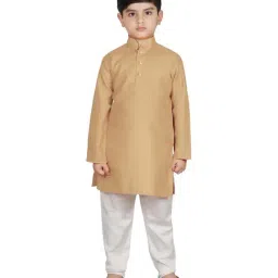 SG Yuvraj Kids Beige Regular Fit Kurta Set-image-3