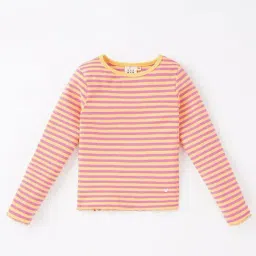Ed-a-Mamma Kids Pink & Yellow Cotton Striped Full Sleeves T-Shirt-image-59