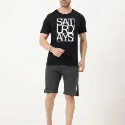 Masculino Latino Black & Grey Regular Fit Printed Nightwear Set-picture-23