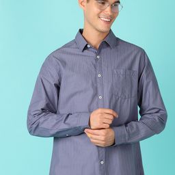 V-Mart Men Spread Collar Vertical Striped Casual Shirt-image-75