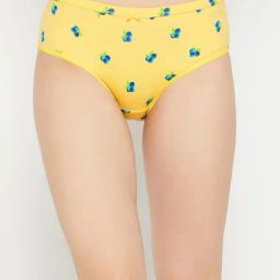 Clovia Yellow Cotton Printed Hipster Panty-image-27