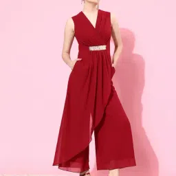 Miss Chase Maroon Embellished Jumpsuit-image-91