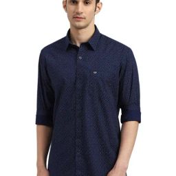 Arrow Navy Blue Cotton Slim Fit Printed Shirt-picture-26
