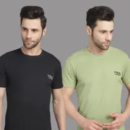 Vimal Jonney Black & Green Regular Fit Sports T-Shirt-image-37