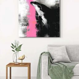 999Store Black & Pink Canvas Whale Graffiti Wrapped Painting-image-91