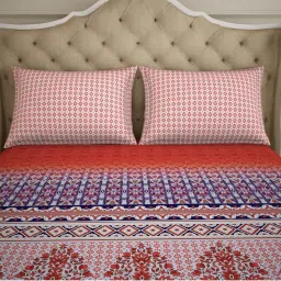 Spaces ATRIUM PLUS ECOM Red & Purple Cotton 210 TC Double Bedsheet with 2 Pillow Covers image 4