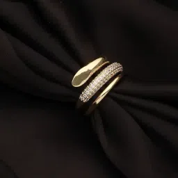 Aatmana Gold Plated CZ Studded & Layered Adjustable Ring-57