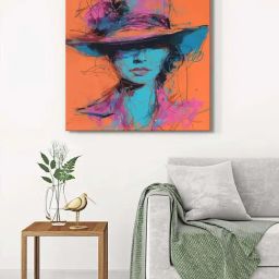 999Store Multicolor Canvas Hat Silhouette Wrapped Painting-80