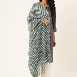 Shaily Grey & White Leheriya Print Dupatta-13