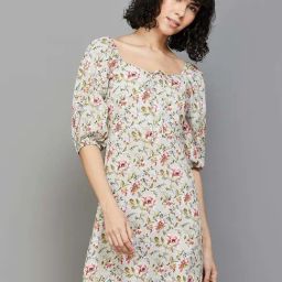 Ginger by Lifestyle Grey Floral Print A-Line Dress-image-18