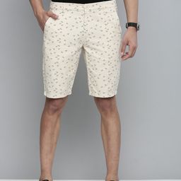 The Indian Garage Co Men Beige Cotton Printed Slim Fit Regular Shorts-image-52