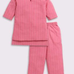 Clt.s Kids Coral Cotton Striped Top Set-image-72