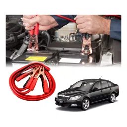 Auto Pearl 2.29 m (7.5 Ft) 500 A Heavy Duty Booster Anti Tangle Battery Jumper Cable for Skoda Laura (Pack of 2)-13